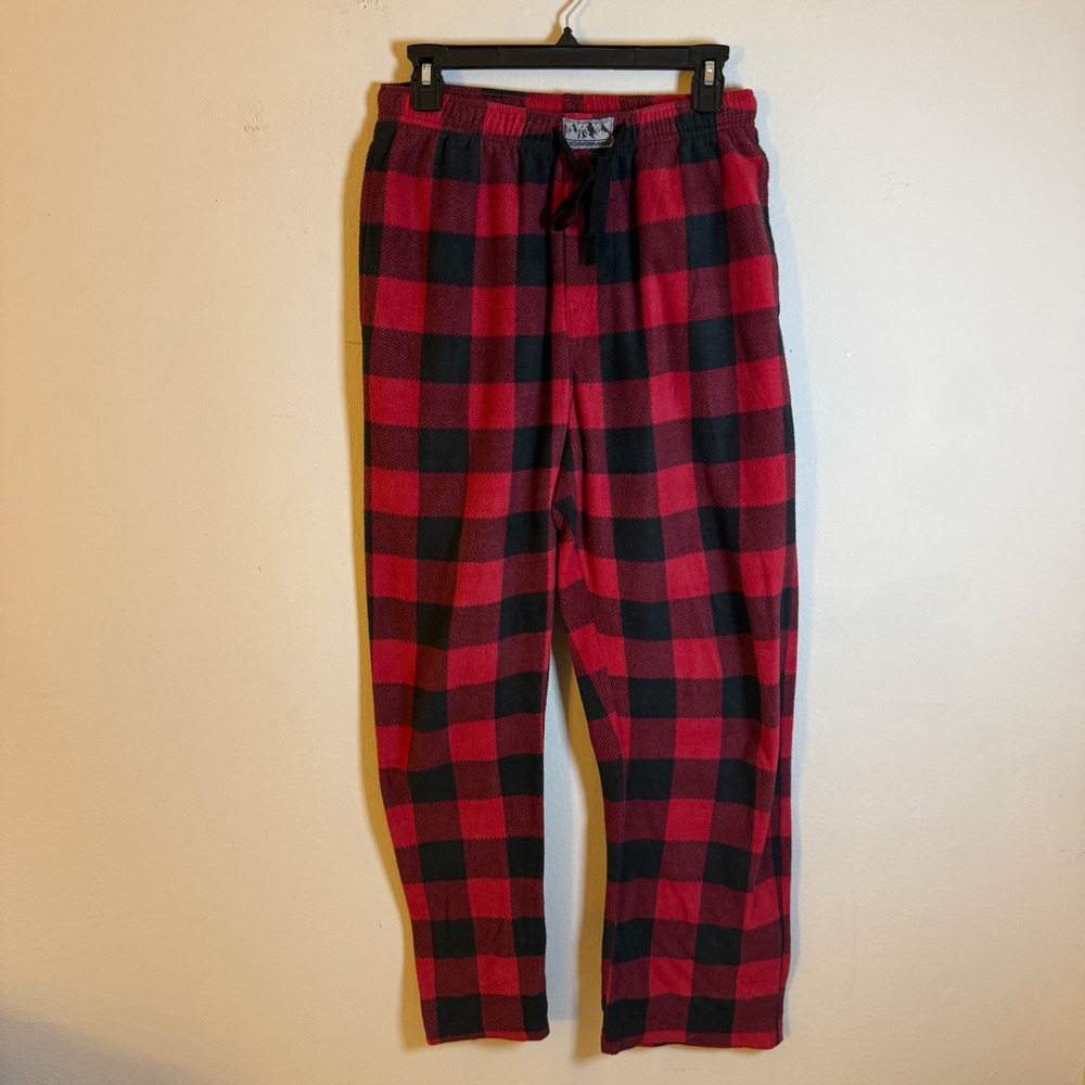 Lucky Brand Mens Red Black Buffalo‎ Plaid Fleece Pajama Pants Small Sleepwear